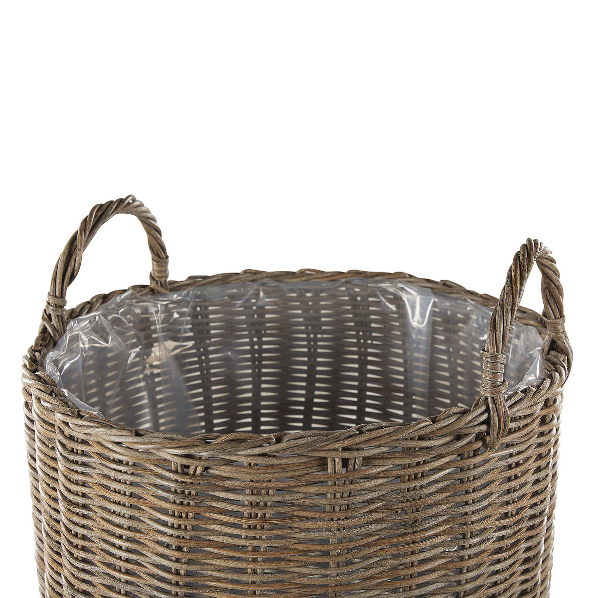 BLUMENKORB 2er-Set Rattan sandbeige rund 50-48/41-40 cm Bitola - Braun, Kunststoff (54cm) - Beliani