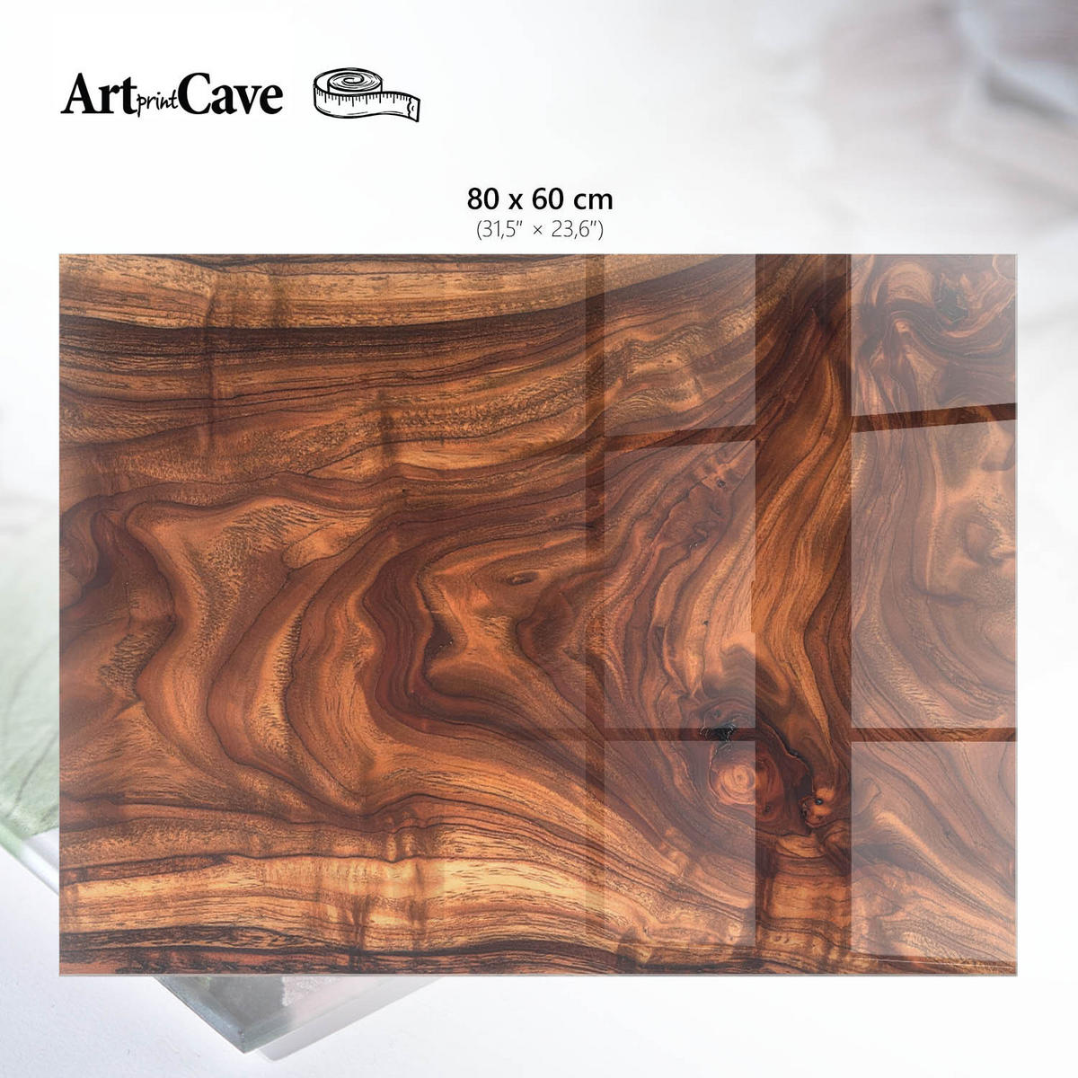GLASPLATTE 80x60 cm – Holzmuster - Braun, Glas (0.4/80/60cm) - ArtPrintCave