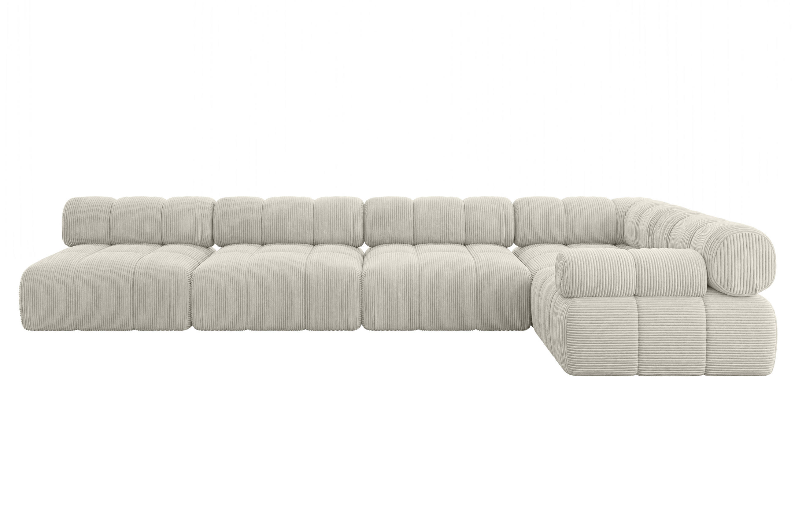 ECKSOFA modulares Sofa Mende-L3 - 380x190x70 cm Creme Cord - Hellgrau/Creme, Holzwerkstoff/Textil (380/190cm) - ALTDECOR