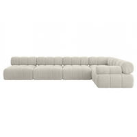 ECKSOFA modulares Sofa Mende-L3 - 380x190x70 cm Creme Cord - Hellgrau/Creme, Holzwerkstoff/Textil (380/190cm) - ALTDECOR