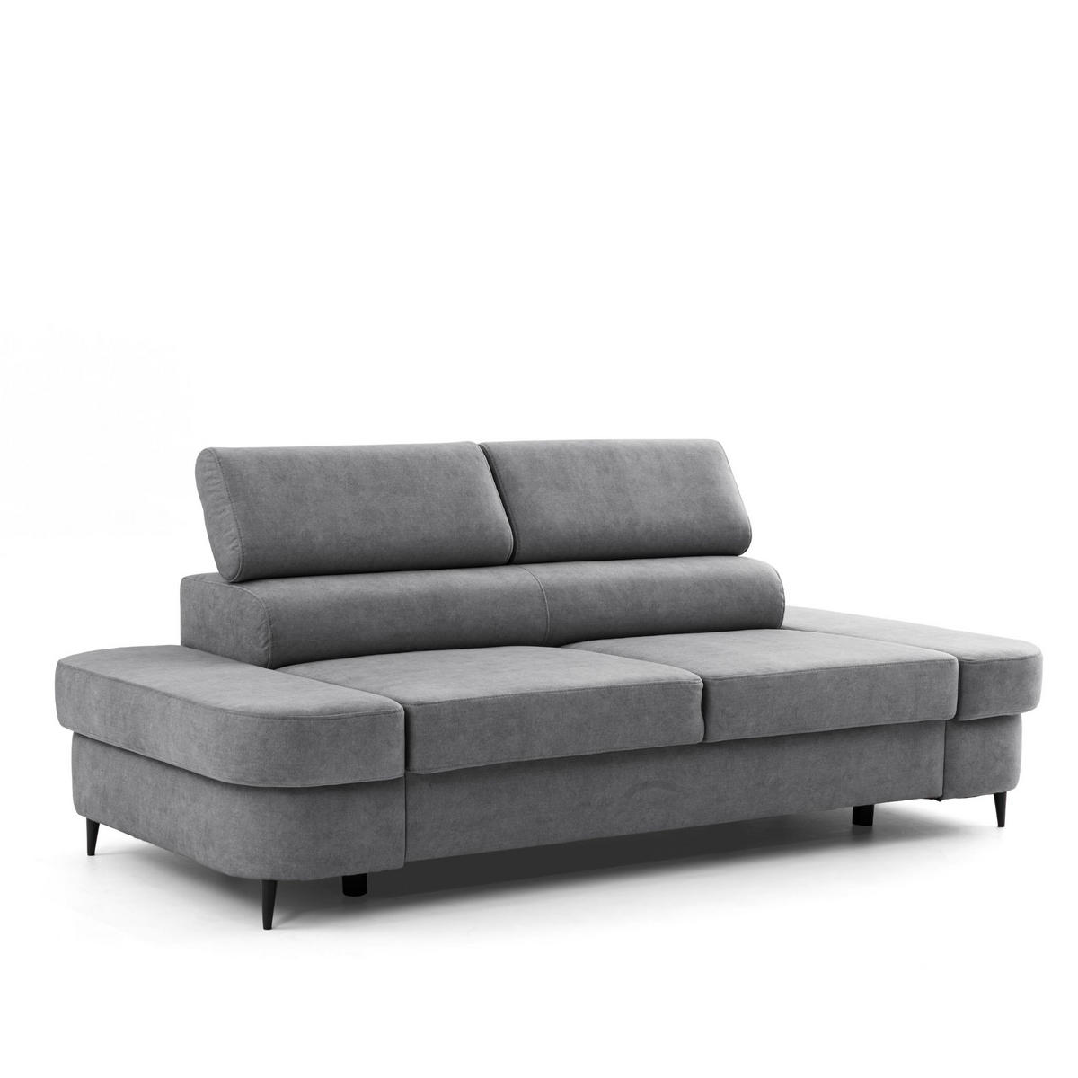 2-SITZER Sofa PRIAM 206 cm Velours Grau - Schwarz/Grau, Holz/Textil (206/95/102cm) - Muffo