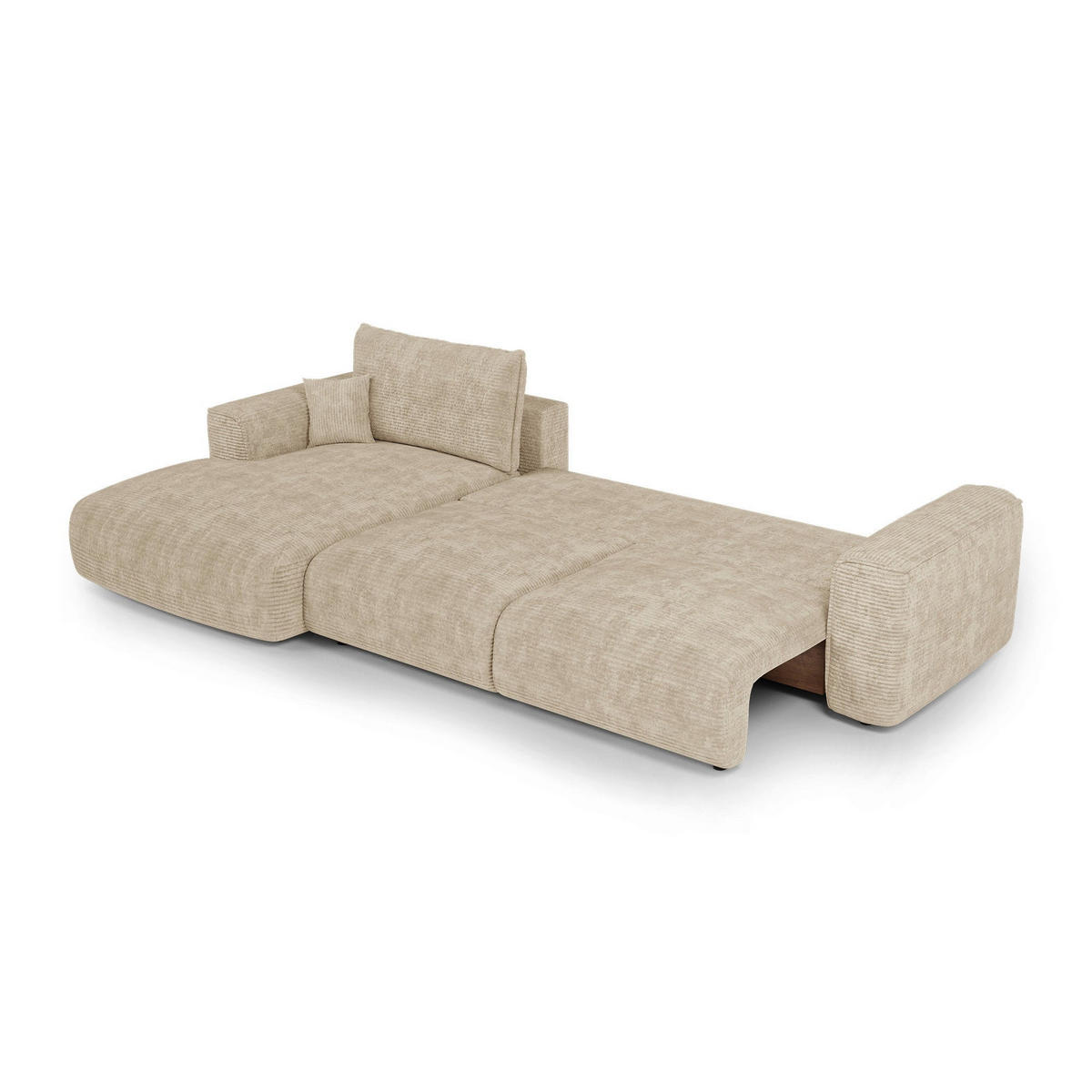LINKSECK-SCHLAFSOFA mit Stauraum COMO Cord Beige 297cm - Beige, Textil (297/167cm) - Premium Interiors