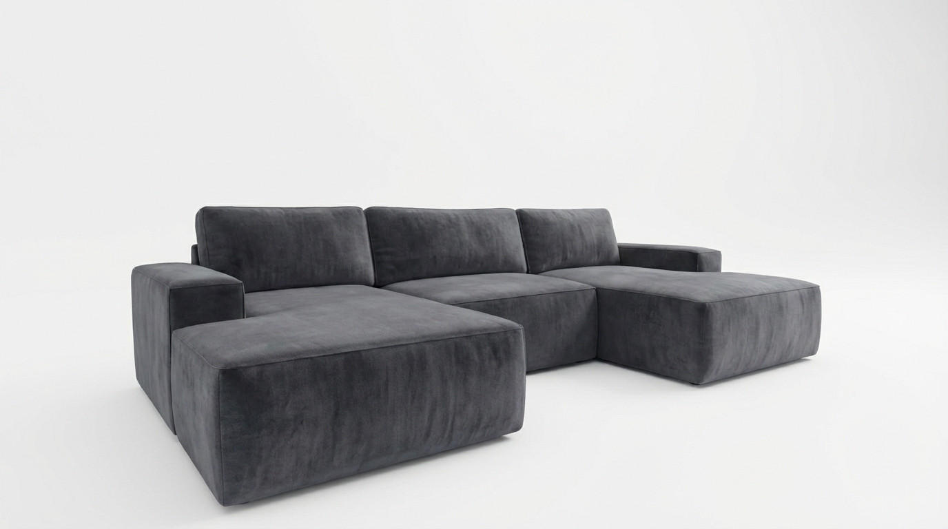 ECKSOFA EINAR 362 cm x 170 cm – Stoff: VELUTTO Anthracite 18 Farbe: Dunkelgrau - Dunkelgrau, Textil (362/170cm) - A&J MöbelLand