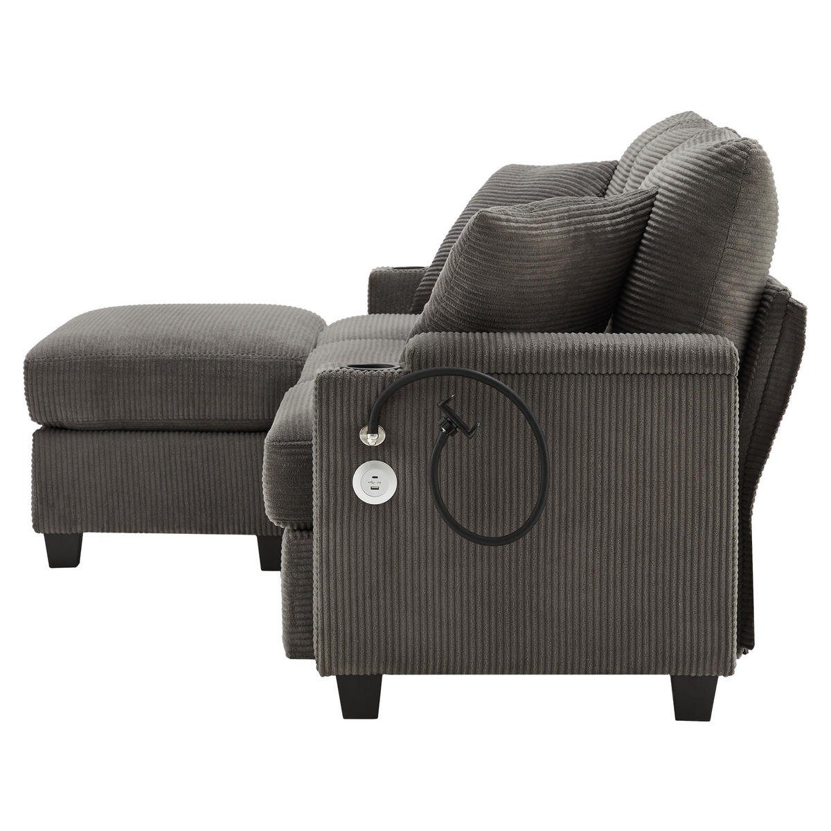 SOFA Modernes 3-Sitzer mit Stoffbezug, Grau – Komfortabel, stilvoll, langlebig, 220 x 90 x 85 cm - Grau, Holzwerkstoff/Textil (213.5/139cm) - Urban Meuble