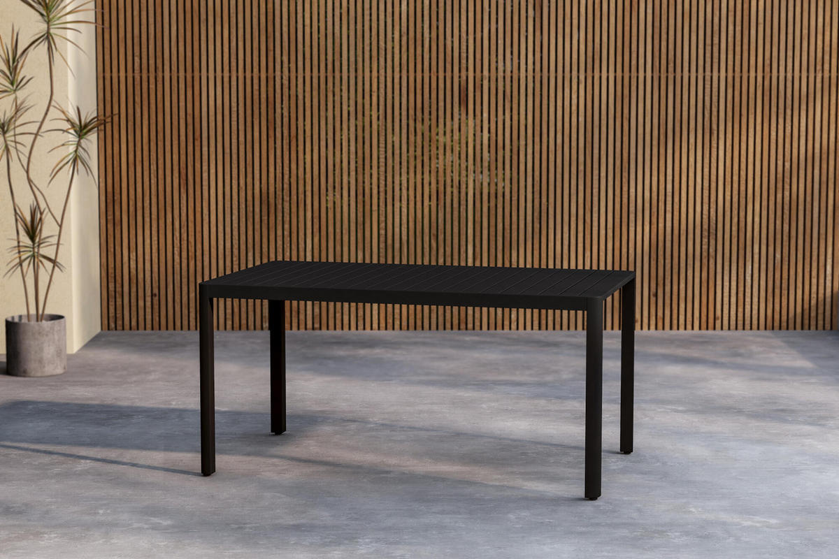 GARTENESSTISCH GIARDINI Schwarz 85x150x72 cm - Schwarz, Metall (150/85/72cm) - FURNLUX