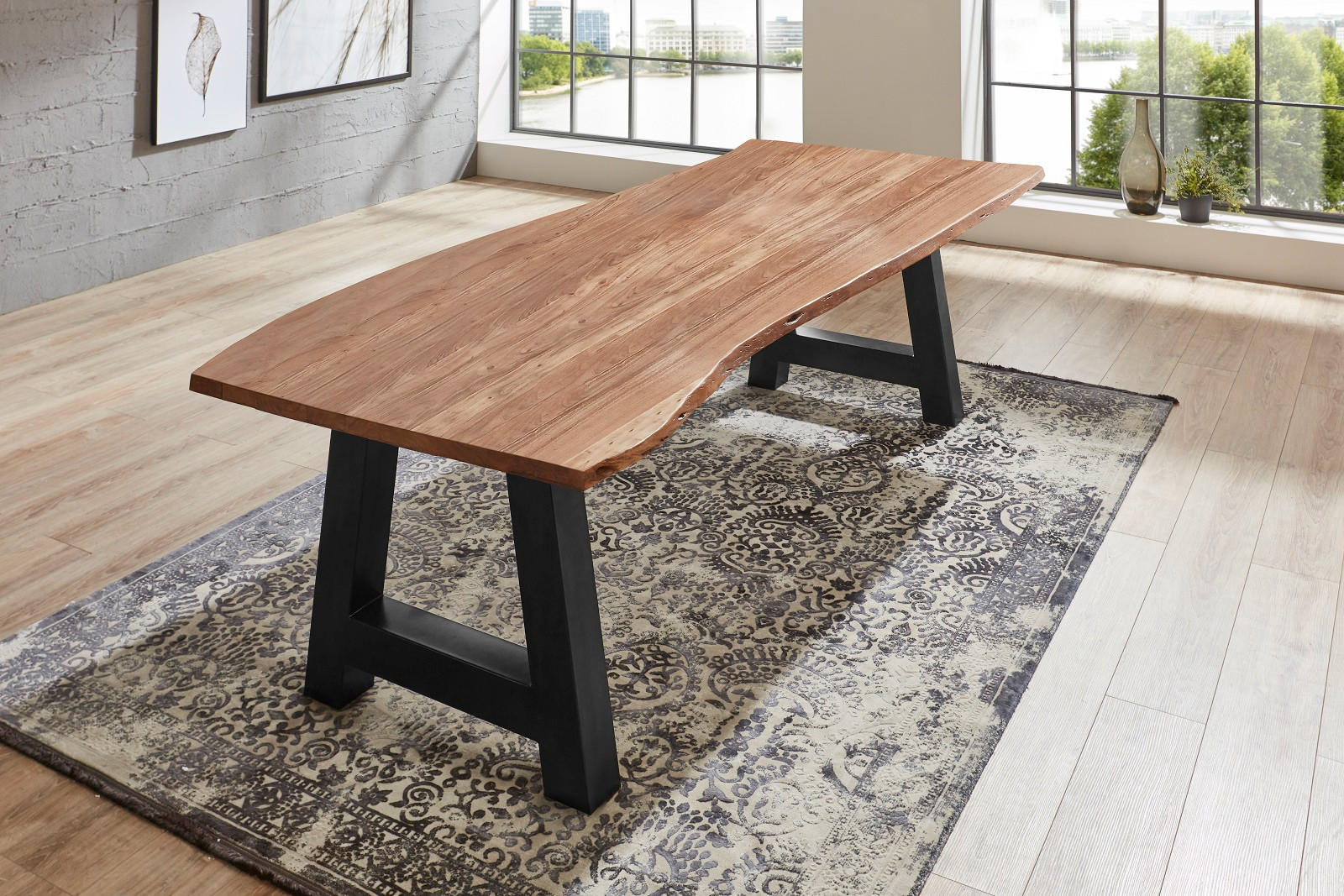 ESSTISCH ADELAIDE - Beige/Schwarz, Holz/Metall (100/240/77cm) - SAM