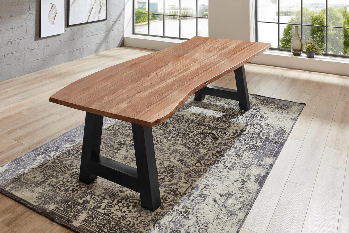 ESSTISCH ADELAIDE - Beige/Schwarz, Holz/Metall (100/240/77cm) - SAM