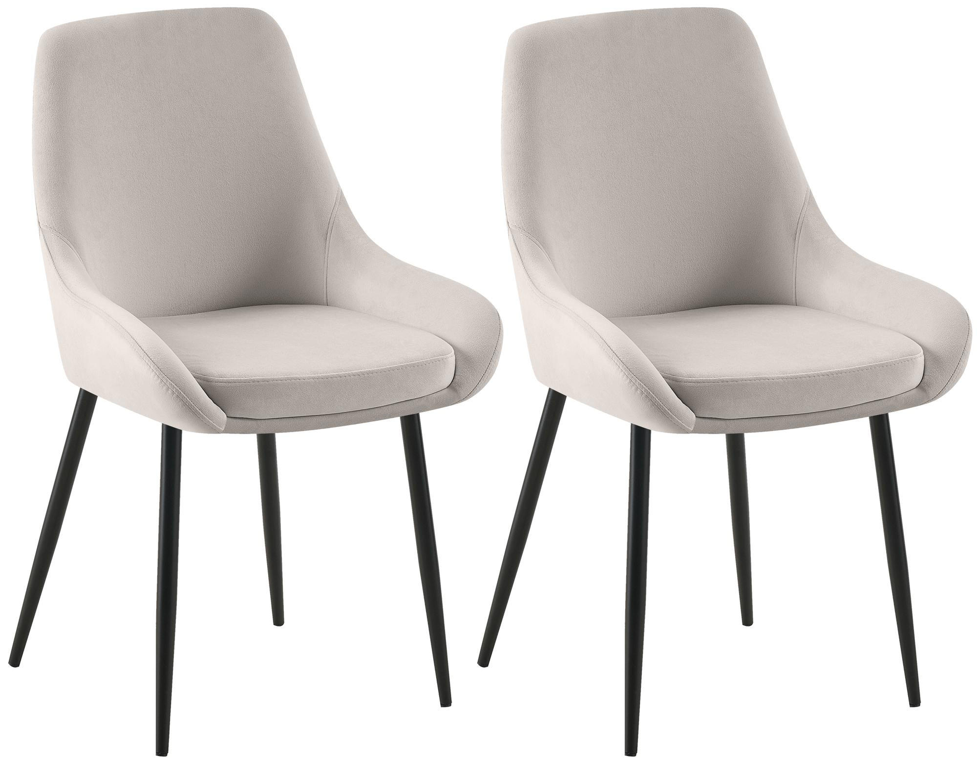 ESSZIMMERSTUHL 2er Set Samt Grau - Schwarz/Grau, Textil (50/86/53cm) - CLP