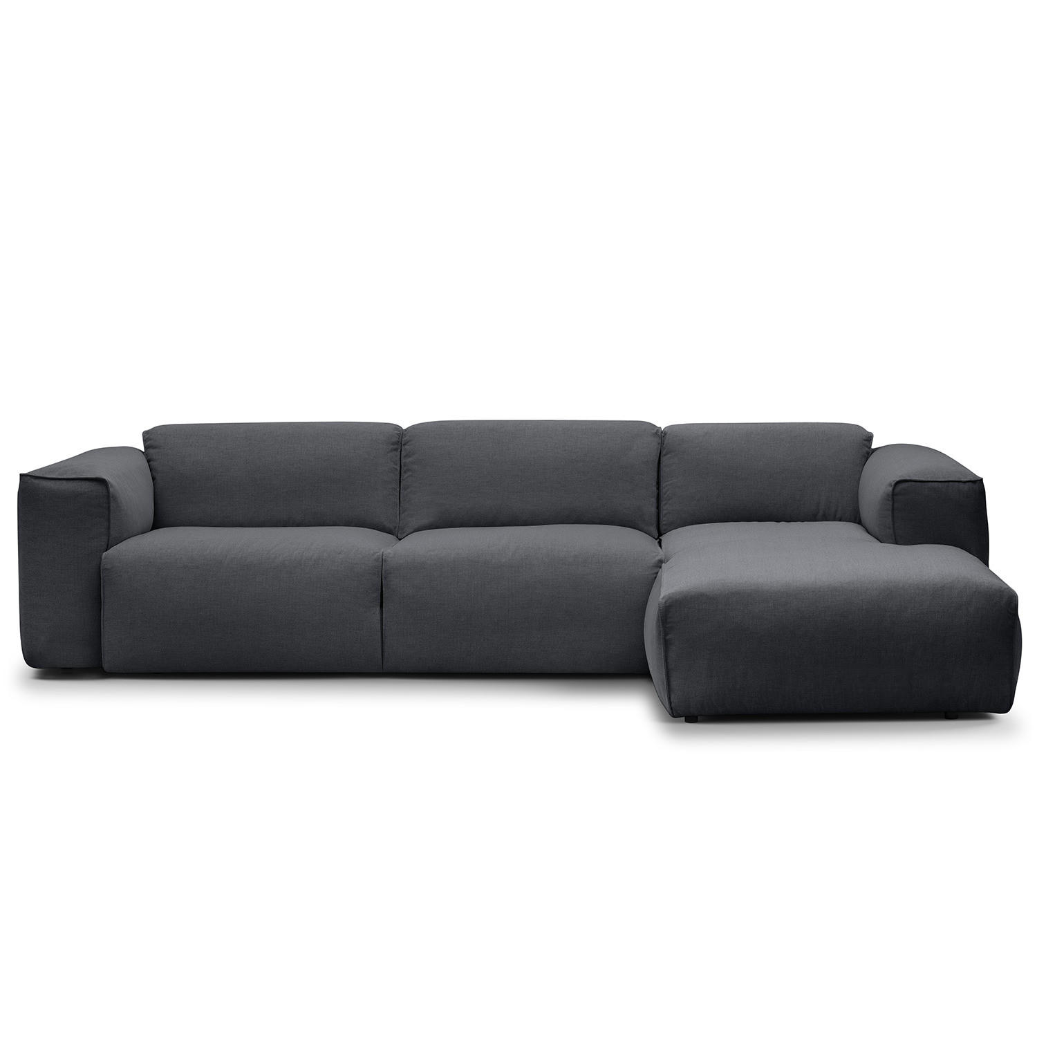 3-SITZER ECKSOFA mit Longchair - Schwarz/Grau, Textil (284/173cm) - home24