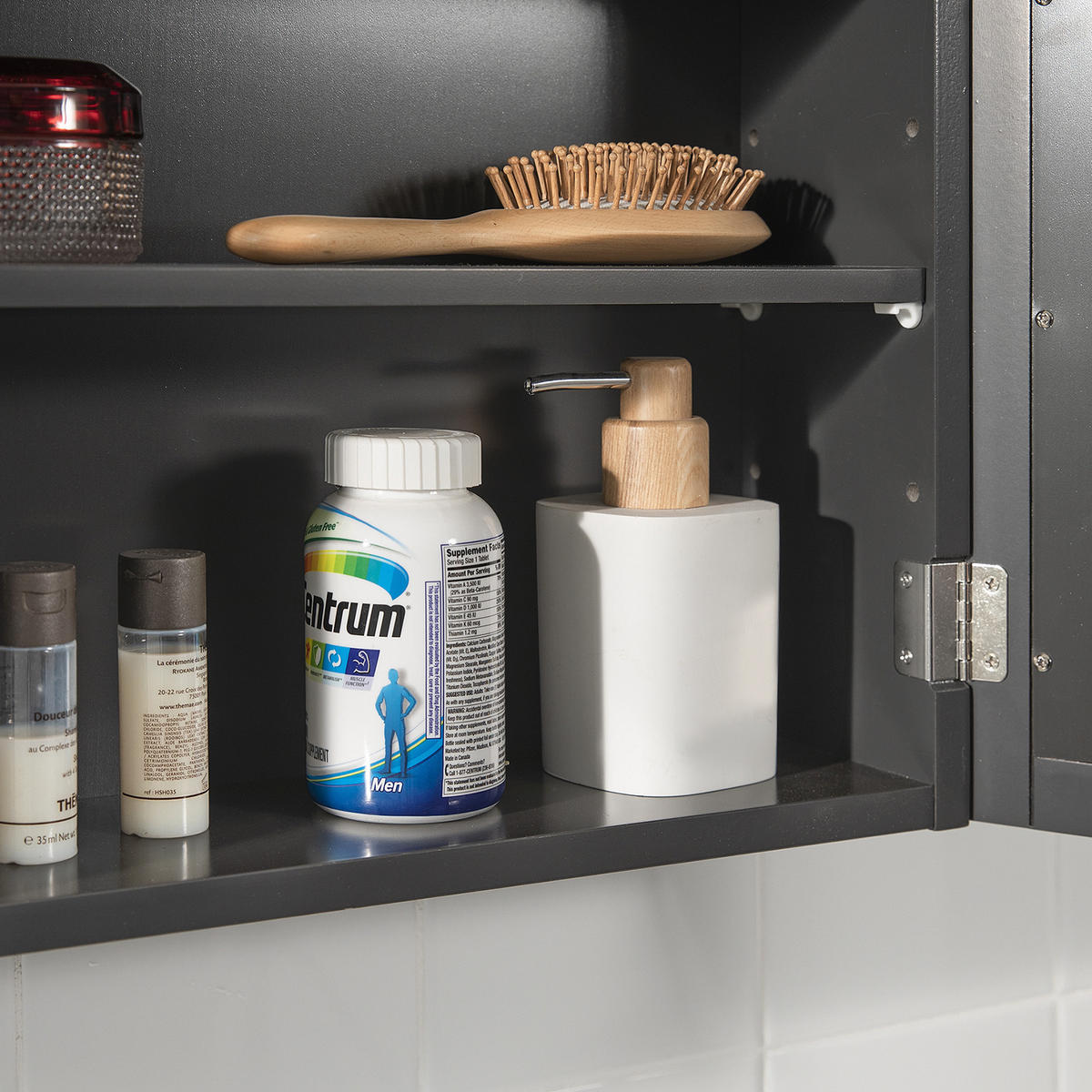 SPIEGELSCHRANK Grau - Grau, Holzwerkstoff (65/49/15cm) - SoBuy