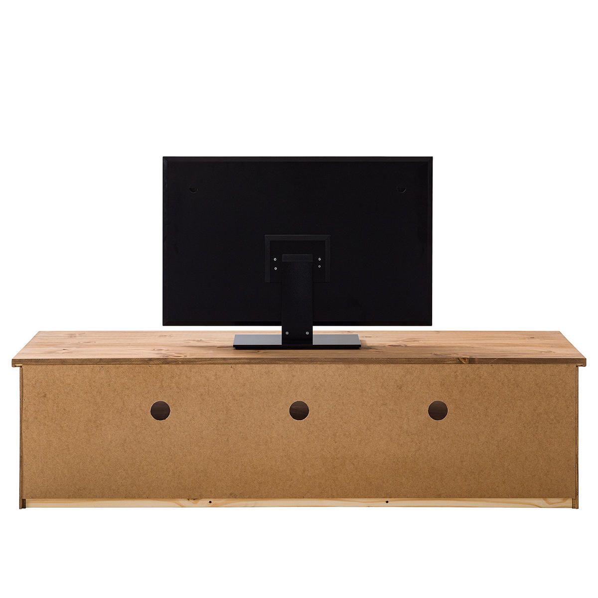 TV-LOWBOARD - Kiefer massiv - 174 cm - Schwarz/Kieferfarben, Holz/Metall (174/46/51cm) - home24