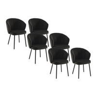 STUHL 6er-Set - Stoff & Metall - Schwarz - TANURY - Schwarz, Textil (60/78.5/62cm) - Vente-Unique