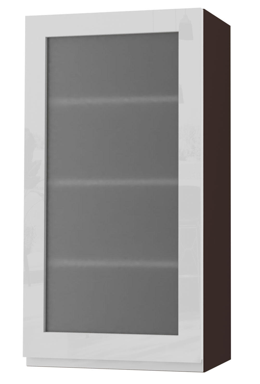 HÄNGESCHRANK Florence W4S/50 Lava / RAL 9003 signalweiß HG 50 / 32,5 / 96cm - Türanschlag links - Dunkelgrau/Weiß Hochglanz, Holz/Holzwerkstoff (50/96/32.5cm) - Feldmann-Wohnen