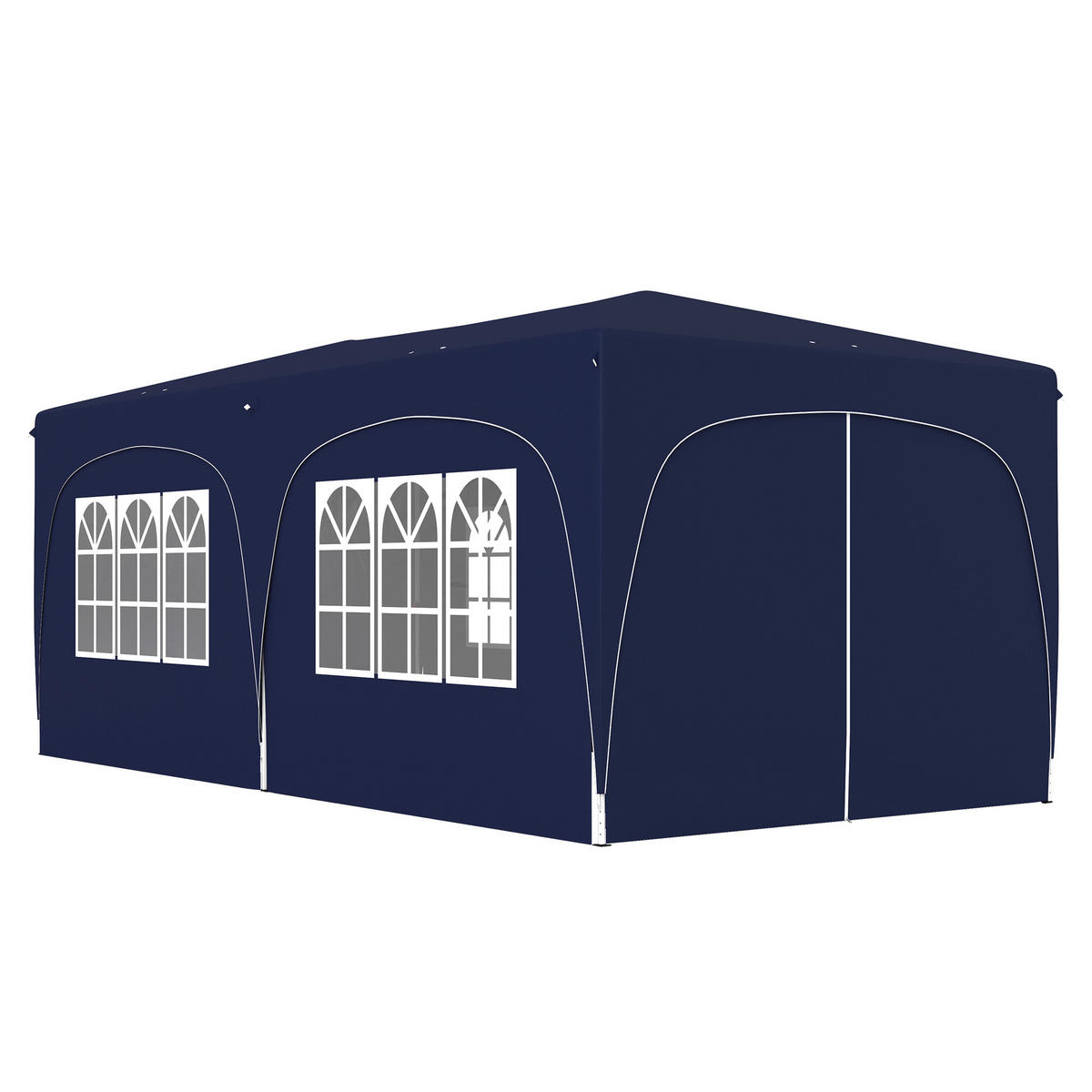 FALTPAVILLON, 3x6m, Seitenwände, UPF50+, höhenverstellbar, Dunkelblau - Multicolor, Metall (597/270/300cm) - FORIOUS