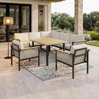 DINING-LOUNGESET Cassandra Hellbraun Holz/Aluminium - Hellbraun, Holz - Bessagi Garden