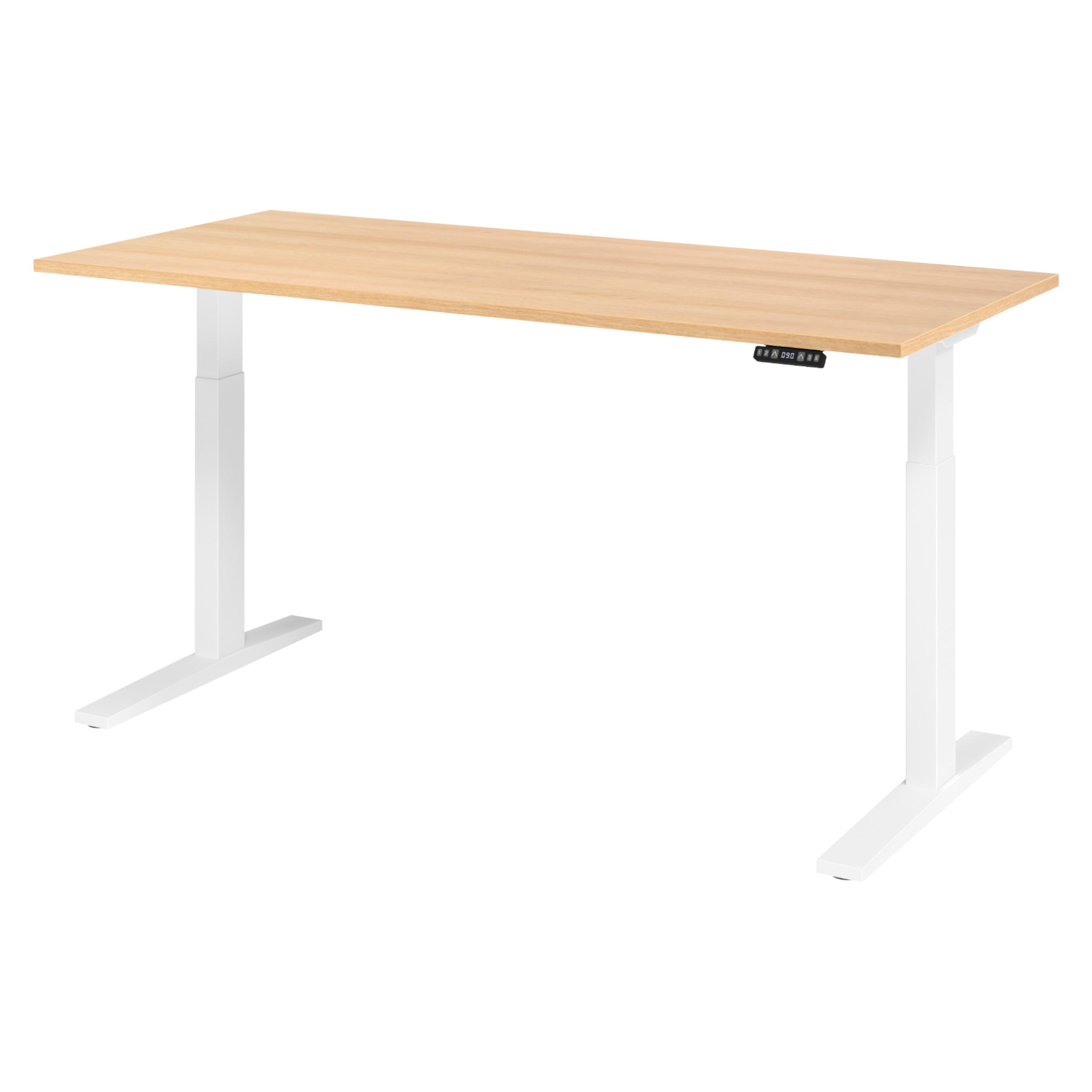 SCHREIBTISCH elektrisch XMKA 80/180/74 cm in Eichefarben/Weiß - Eichefarben/Weiß, Holzwerkstoff (80/180/74cm) - bümö