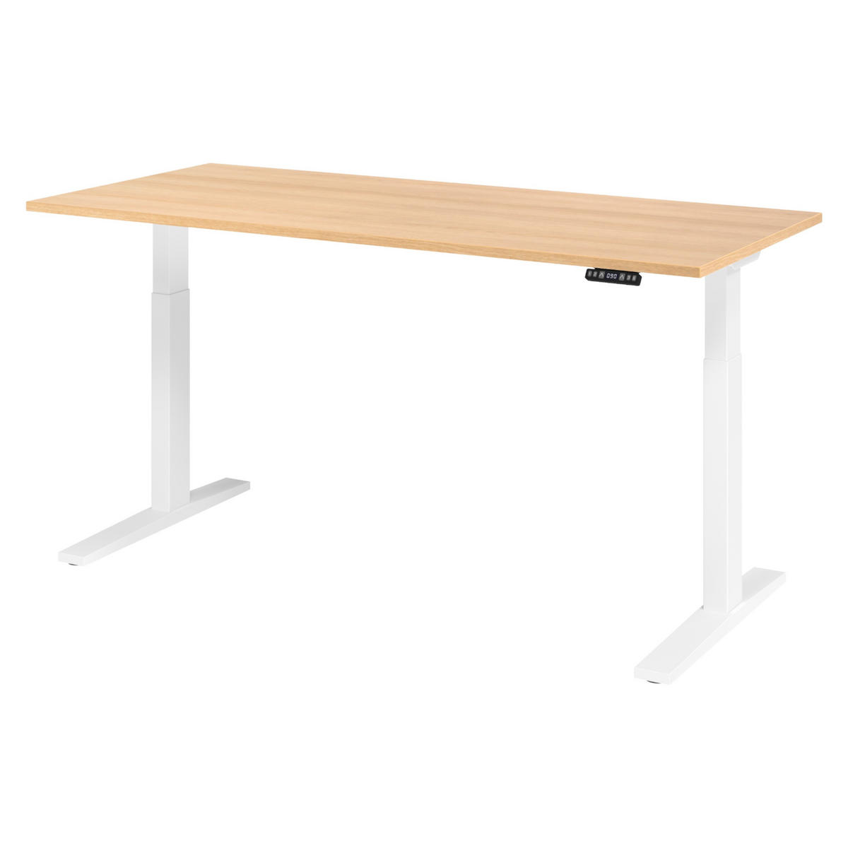 SCHREIBTISCH elektrisch XMKA 80/180/74 cm in Eichefarben/Weiß - Eichefarben/Weiß, Holzwerkstoff (80/180/74cm) - bümö