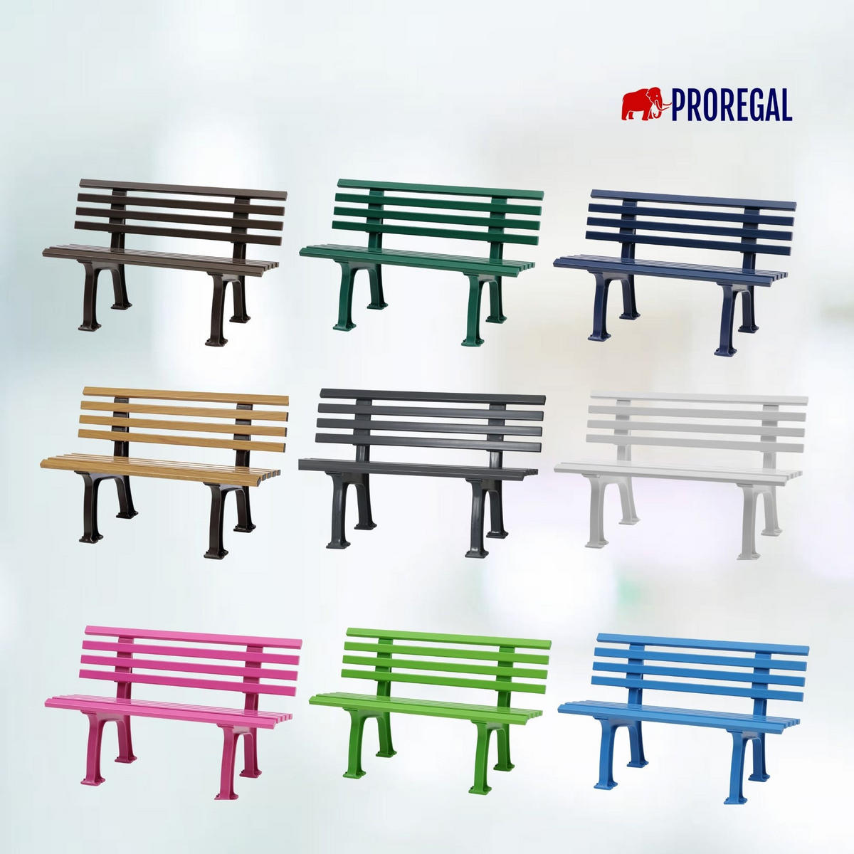 GARTENBANK Antigua 2 Sitzer Himmelblau 74 x 120 x 54 cm Witterungskunststoff & UV Beständiger Kunststoff - Hellblau, Kunststoff (120/74/54cm) - PROREGAL