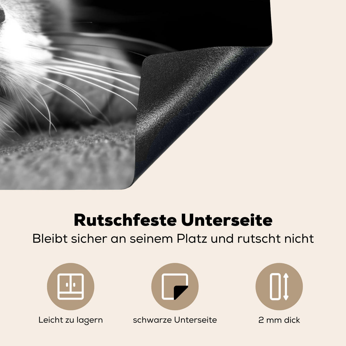 HERDABDECKPLATTE Katze - Grau - Tiere - Katze 90x52 cm - Grau, Kunststoff (90/52/0.2cm) - MuchoWow