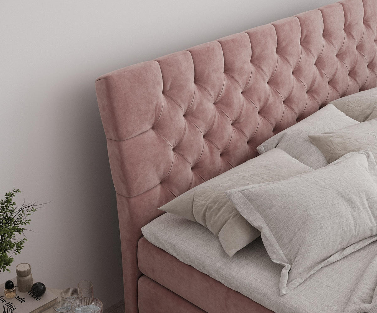 BOXSPRINGBETT Seraphine Rosa 160/200 cm - Schwarz/Rosa, Holz/Holzwerkstoff (160/200cm) - Maison de Reve
