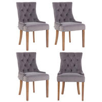 WOHNZIMMERSTUHL 4er Set Samt grau - Naturfarben/Grau, Holz/Textil (55/92/58cm) - CLP