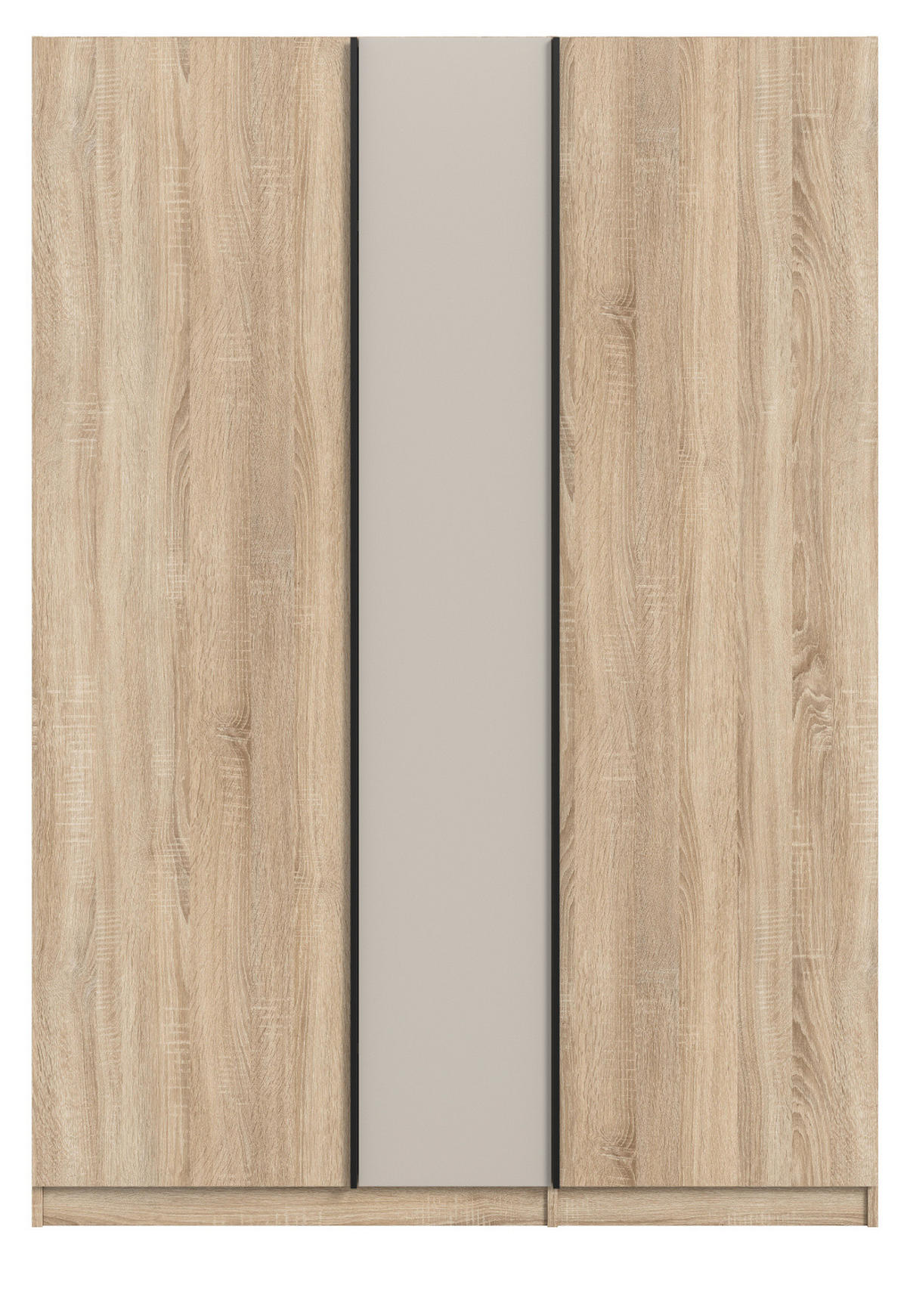 KLEIDERSCHRANK Eiche Sonoma, Kaschmir 3-türig 130 x 183 cm, Drehtürenschrank inklusive Kleiderstangen - Kaschmir/Eichefarben, Holzwerkstoff/Kunststoff (130/183/53cm) - Inn.Furn