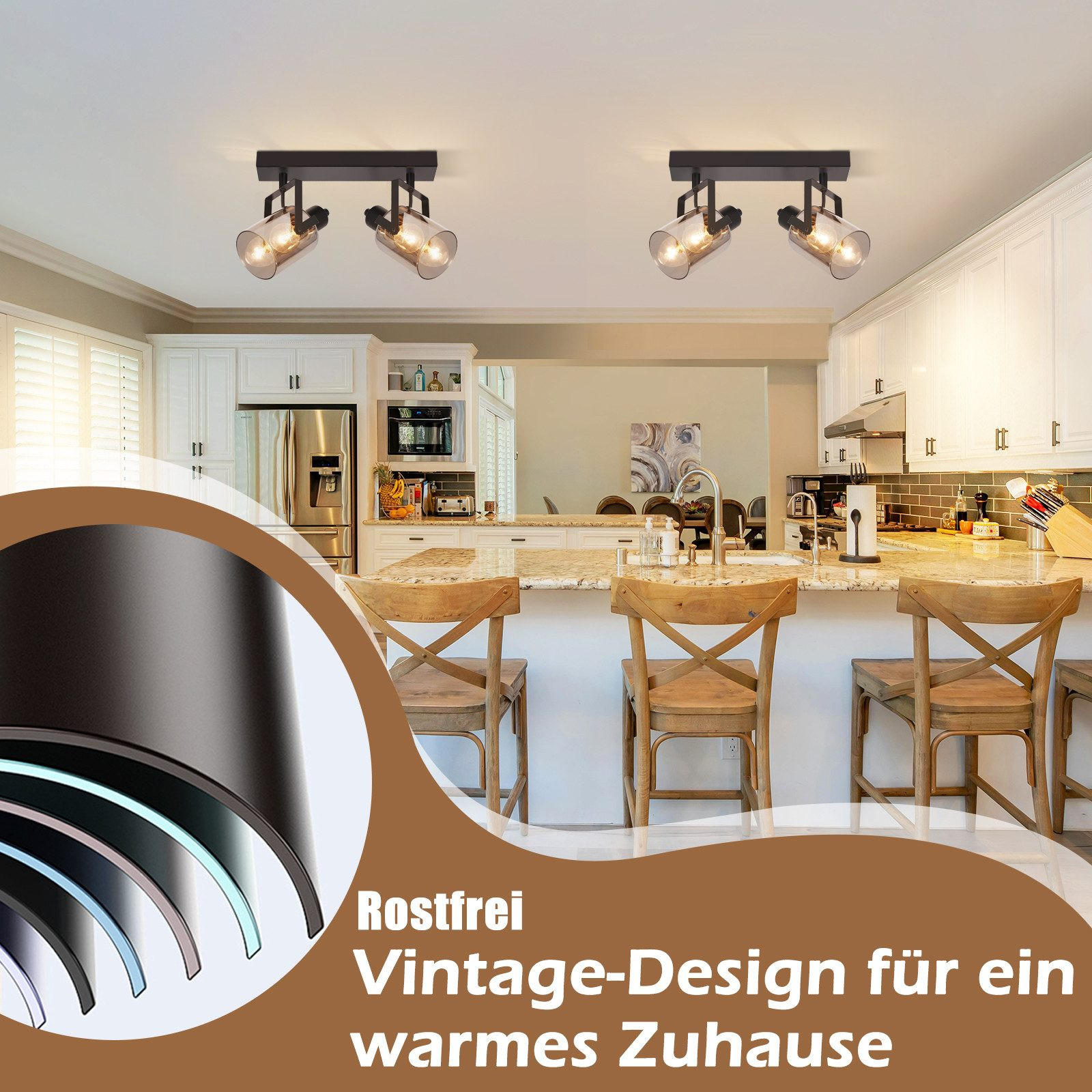 STRAHLER Minden 2-flammig 30/9.5/18 cm - Schwarz, Metall (30/9.5/18cm) - Nettlife