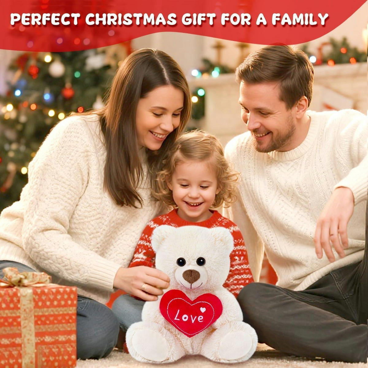 STOFFTIER Teddybär Love Weiß - Weiß, Textil (15/25cm)