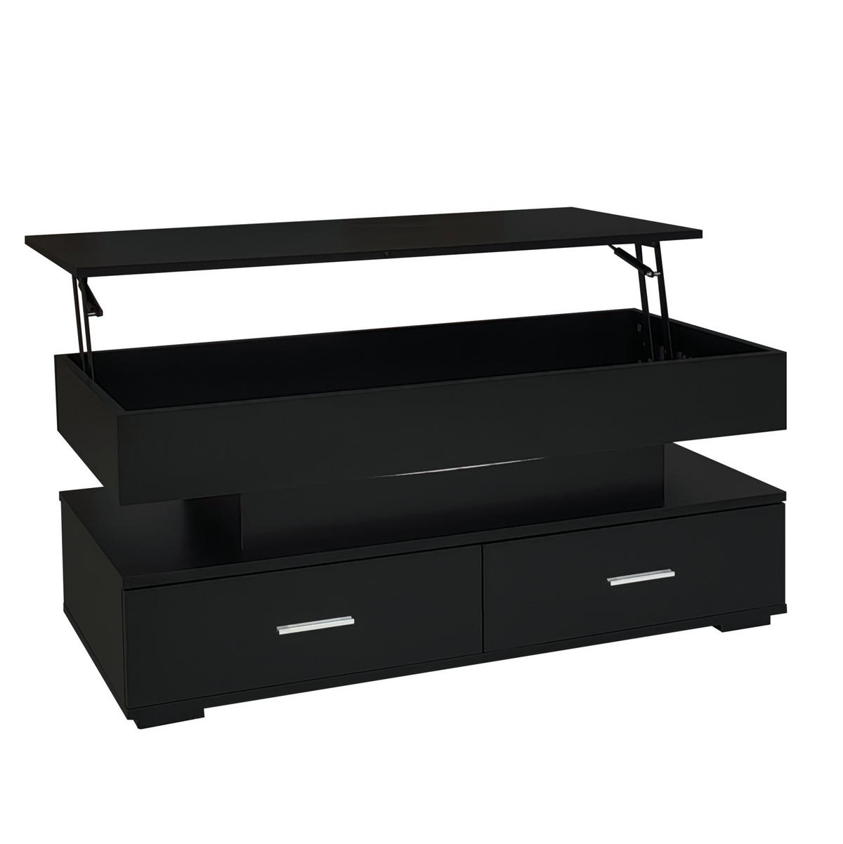 COUCHTISCH 100/50/44 cm schwarz aus Spanplatte mit LED-Beleuchtung und Stauraum - Weiß, Holzwerkstoff (100/50/44cm) - OKMYHOME