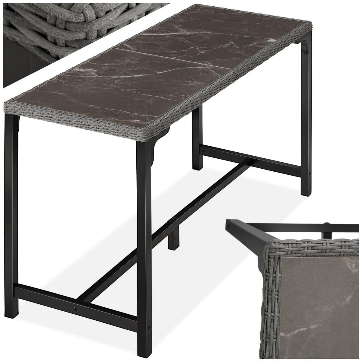 GARTENTISCH Lovas,161 x 64,5 x 99,5 cm,grau - Grau, Kunststoff (161/64.5/99.5cm) - tectake