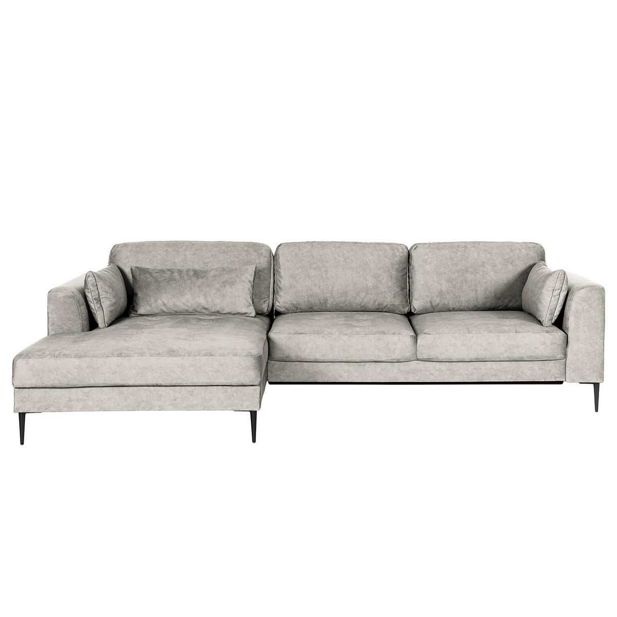 ECKSOFA mit Longchair - Hellgrau, Textil/Metall (275/168cm) - home24