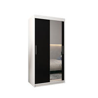SCHWEBETÜRENSCHRANK 200/100/62 2-türig - Silberfarben/Schwarz, Holz/Kunststoff (100/200/62cm) - Abiks Möbel