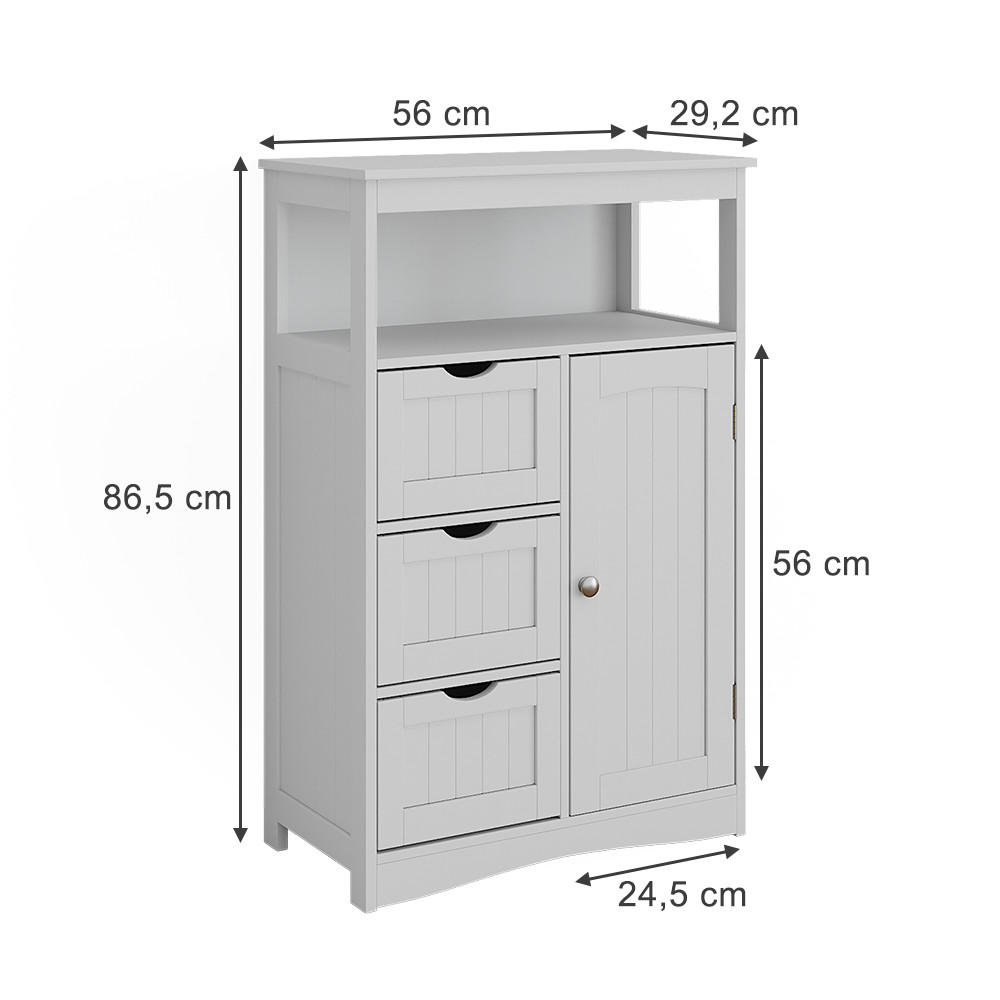 MIDISCHRANK Bianco Weiß 56 x 86.5 cm mit Schubladen - Weiß, Holzwerkstoff (56/86.5/29.2cm) - Vicco