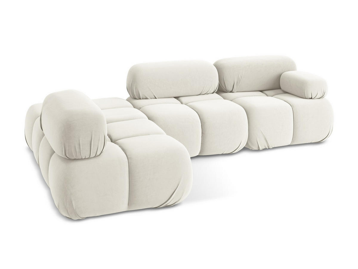 ECKSOFA Links Samt Stoff Beige - Beige/Creme, Kunststoff/Textil (190/285cm) - Makamii