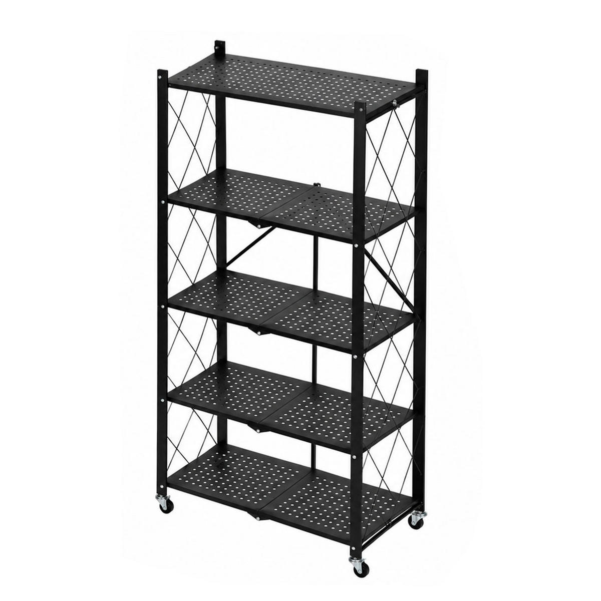 KLAPPREGAL Schwarz 5 Böden 159 cm - Schwarz, Metall (70.5/159/34cm) - Mat-Haus