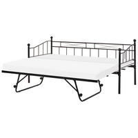 DNEVNA POSTELJA kovina 90/200 cm raztegljiva črna Louannec - črna, kovina (99/96/215cm) - Beliani