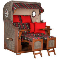 STRANDKORB 2-Sitzer Düne Mahagoni 529 - Rot/Braun, Holz (125/170/80cm) - Mr. Deko