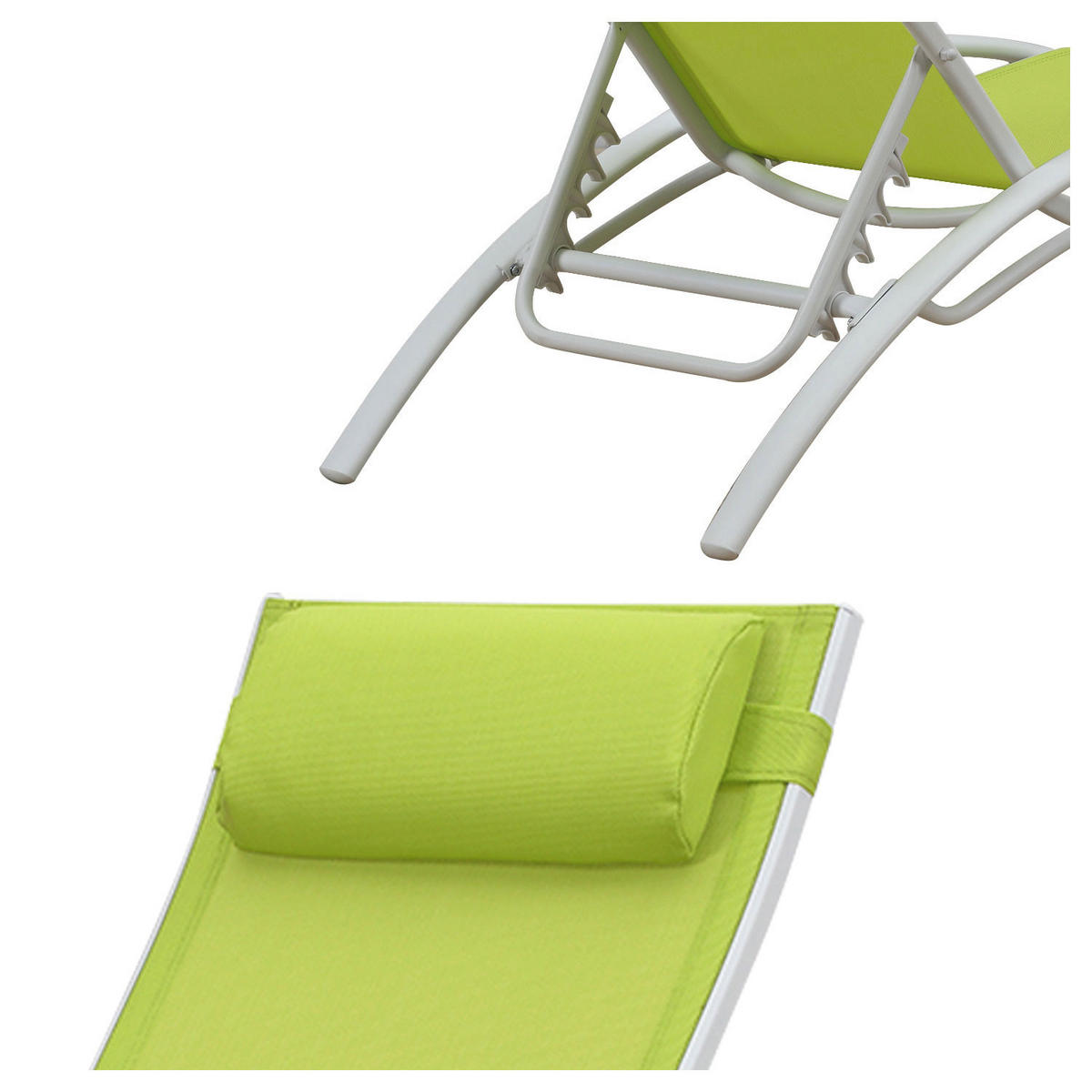 SONNENLIEGEN Galapagos Grün und Weiß 2er-Set - Grün, Metall (63/82/173.5cm) - Happy Garden