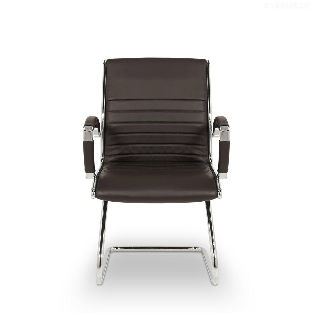 BESUCHERSTUHL Montreal Echtleder Braun – ergonomisch, 150 kg belastbar - Braun, Leder/Metall (60/95/60cm) - Versee