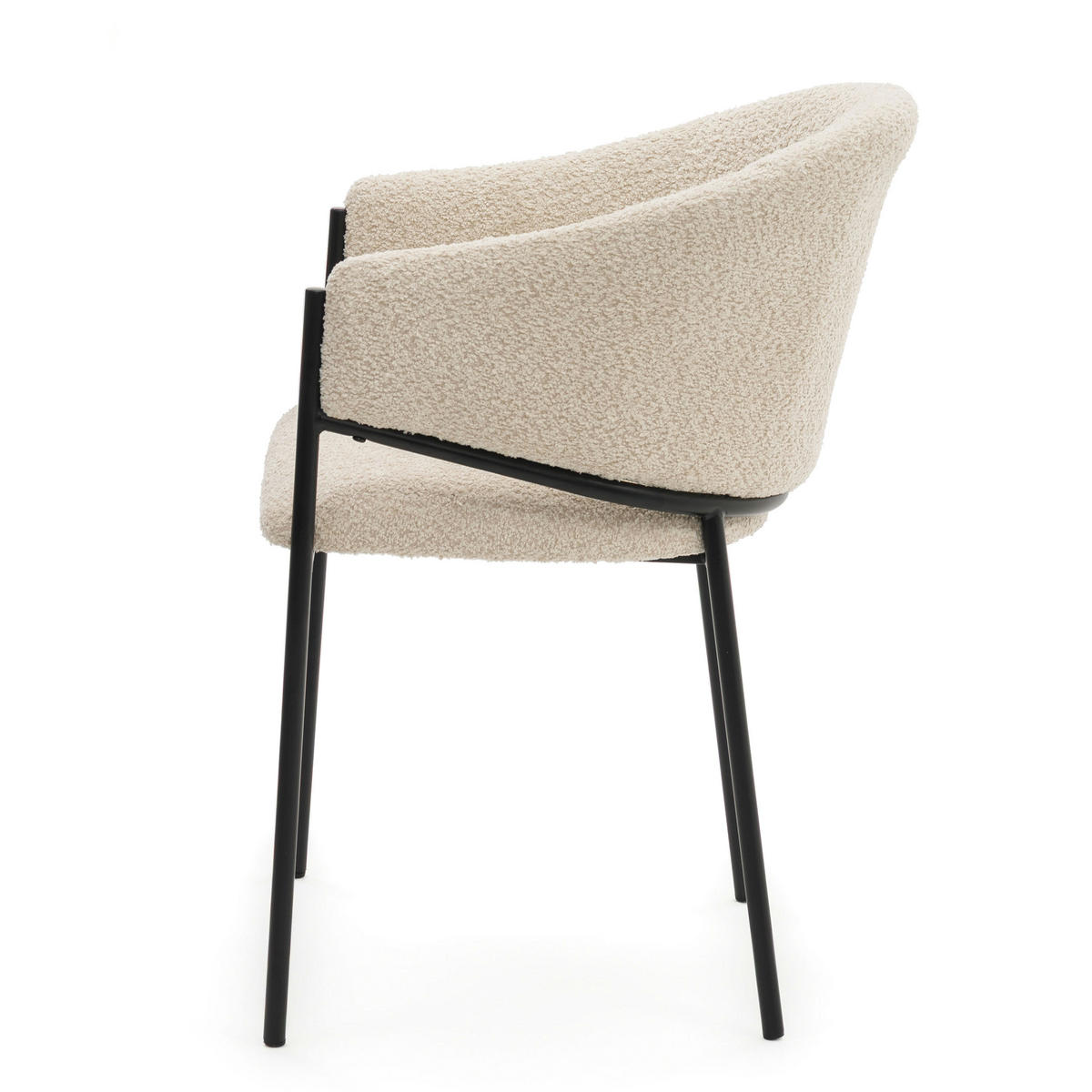 STUHL BUENO gespolsterter - creme - Glamour Boucle Chenille - Creme/Schwarz, Textil/Metall (55/83/56cm) - NEW HOME