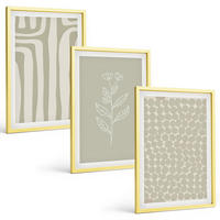 BILDER SET 3er Set - 40x60 cm Goldrahmen - Geometrische Pflanzenmuster - Goldfarben, Kunststoff (40/60cm) - TULUP