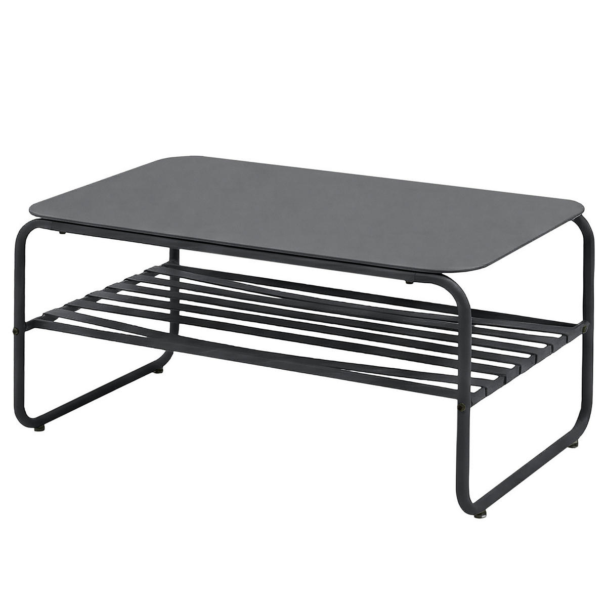 LOUNGEGRUPPE - 4-teilig - Stahl / Webstoff - Anthrazit, Glas/Textil - home24