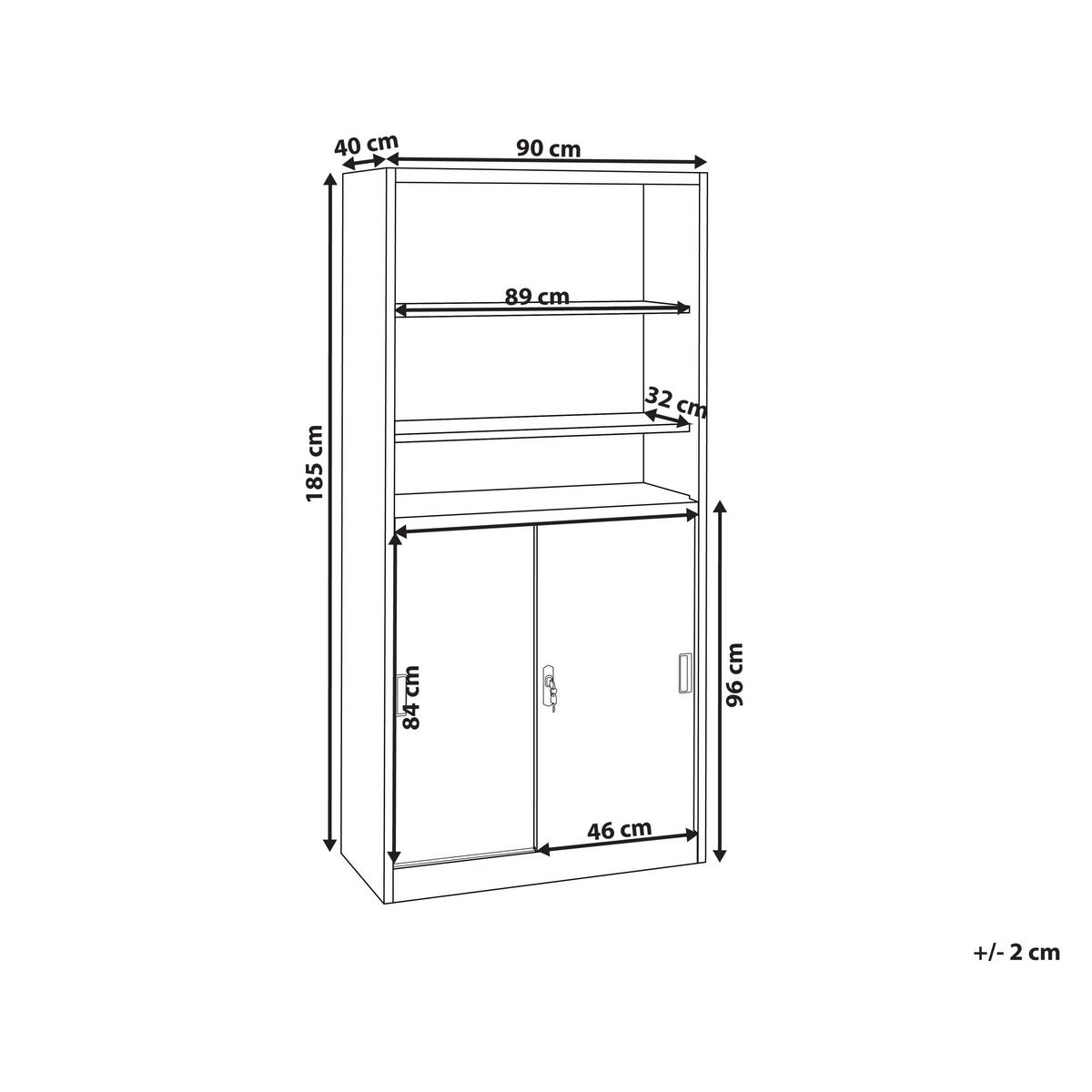 BÜROSCHRANK Metall Weiß Muscovite - Schwarz/Weiß, Metall (90/185/40cm) - Beliani