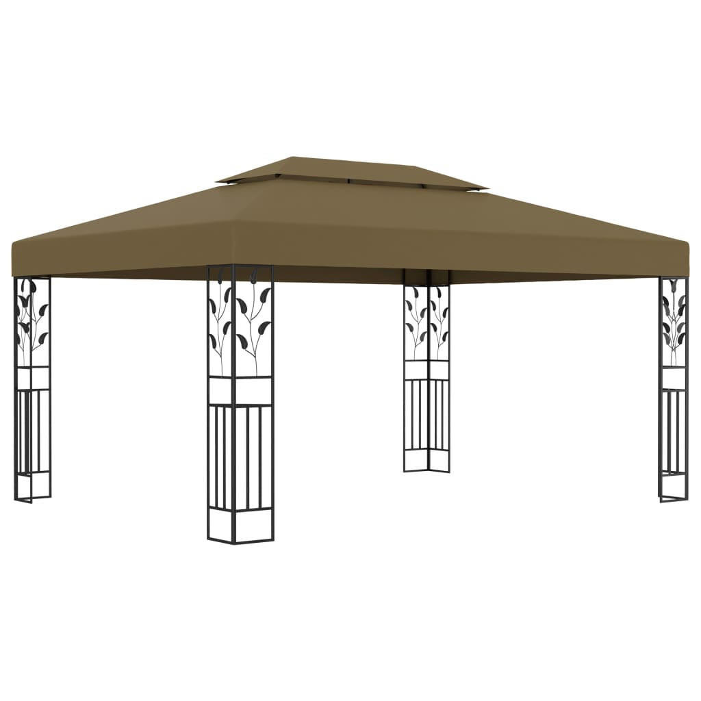 PAVILLON Mit Doppeldach 3/4 M Taupe 180 G/M² - Taupe, Textil (400/273/300cm) - vidaXL