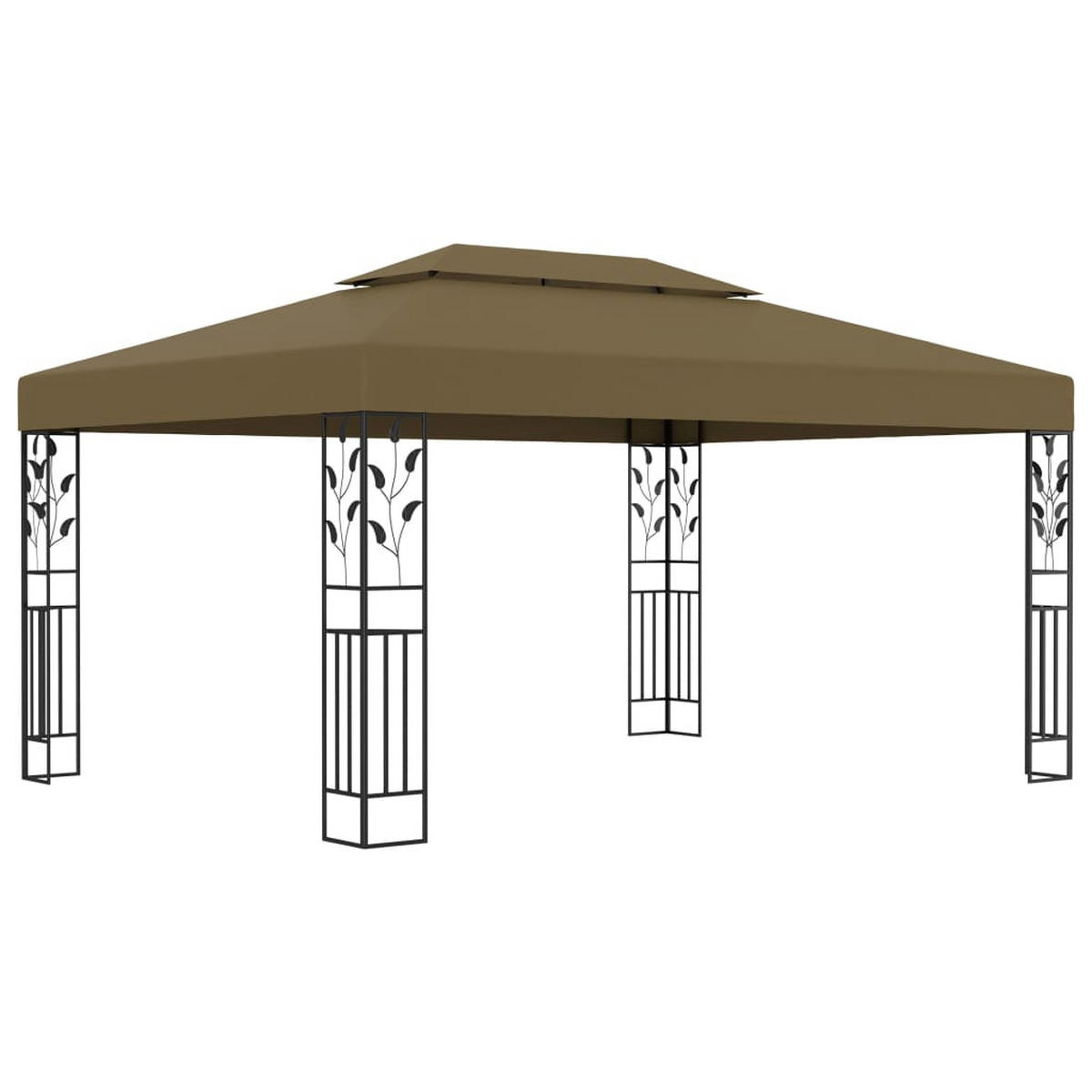 PAVILLON Mit Doppeldach 3/4 M Taupe 180 G/M² - Taupe, Textil (400/273/300cm) - vidaXL