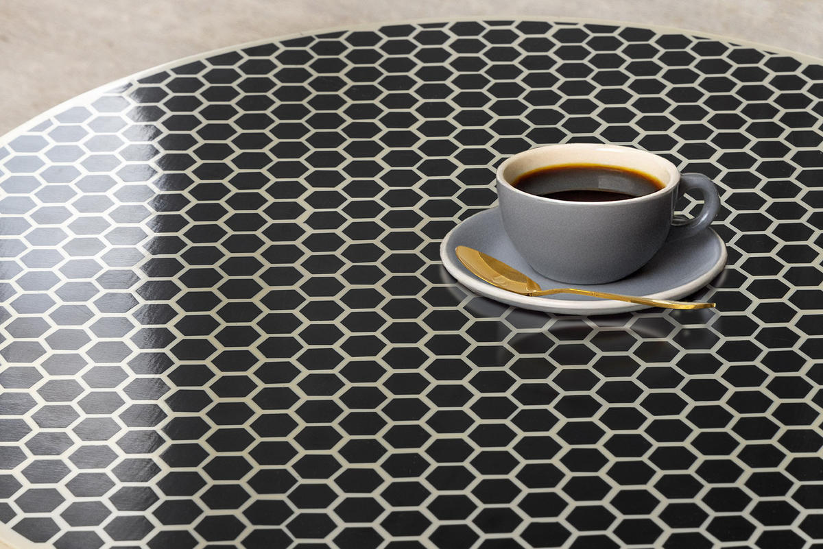 COUCHTISCH HARMONY NATURE Eisen rund Schwarz|Weiß 60cm - Goldfarben/Schwarz, Kunststoff/Metall (60/60/35cm) - riess-ambiente