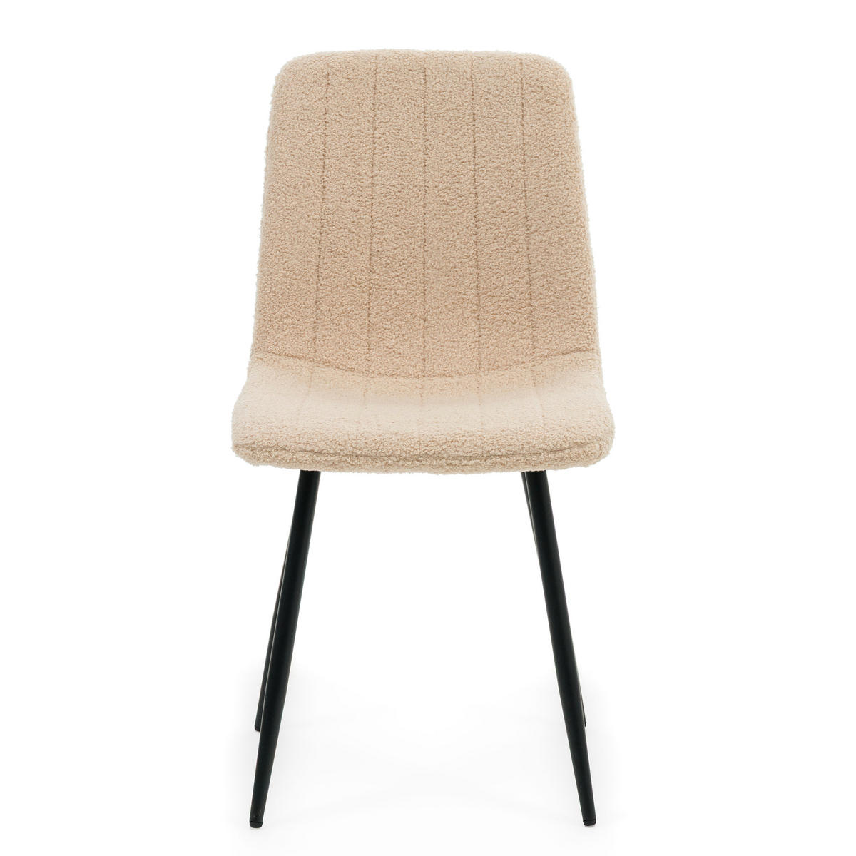 STUHL GELA gepolstert mit Steppung - dunkelbeige - Boucle TEDDY - Beige/Schwarz, Textil/Metall (45/89/53cm) - NEW HOME