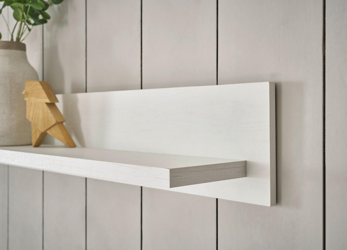 WANDBOARD weiß Pinie, Landhaus, Wandregal 150 cm - Weiß, Holzwerkstoff (150/20/20cm) - Furn.Design