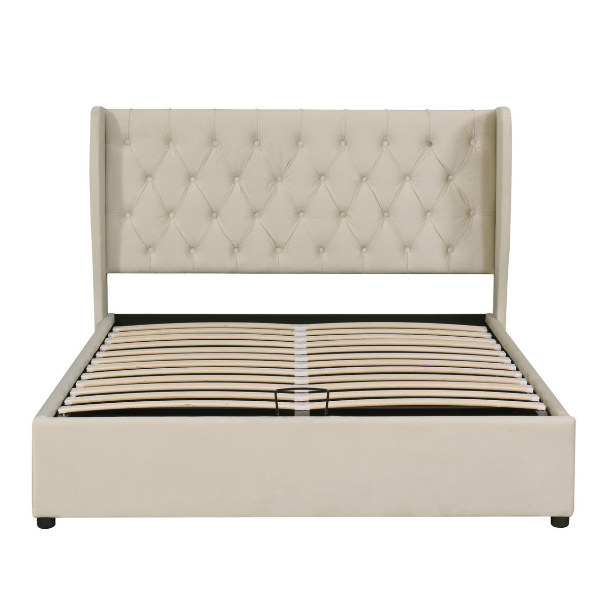 POLSTERBETT 160/200 cm Beige aus Samt mit Bettkasten - Beige, Textil (160/200cm) - OKMYHOME