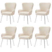 ESSZIMMERSTUHL 6er Set Samt Lounge Beige Silber Armlehnen - Beige, Textil (59.5/87/57cm) - FLIEKS